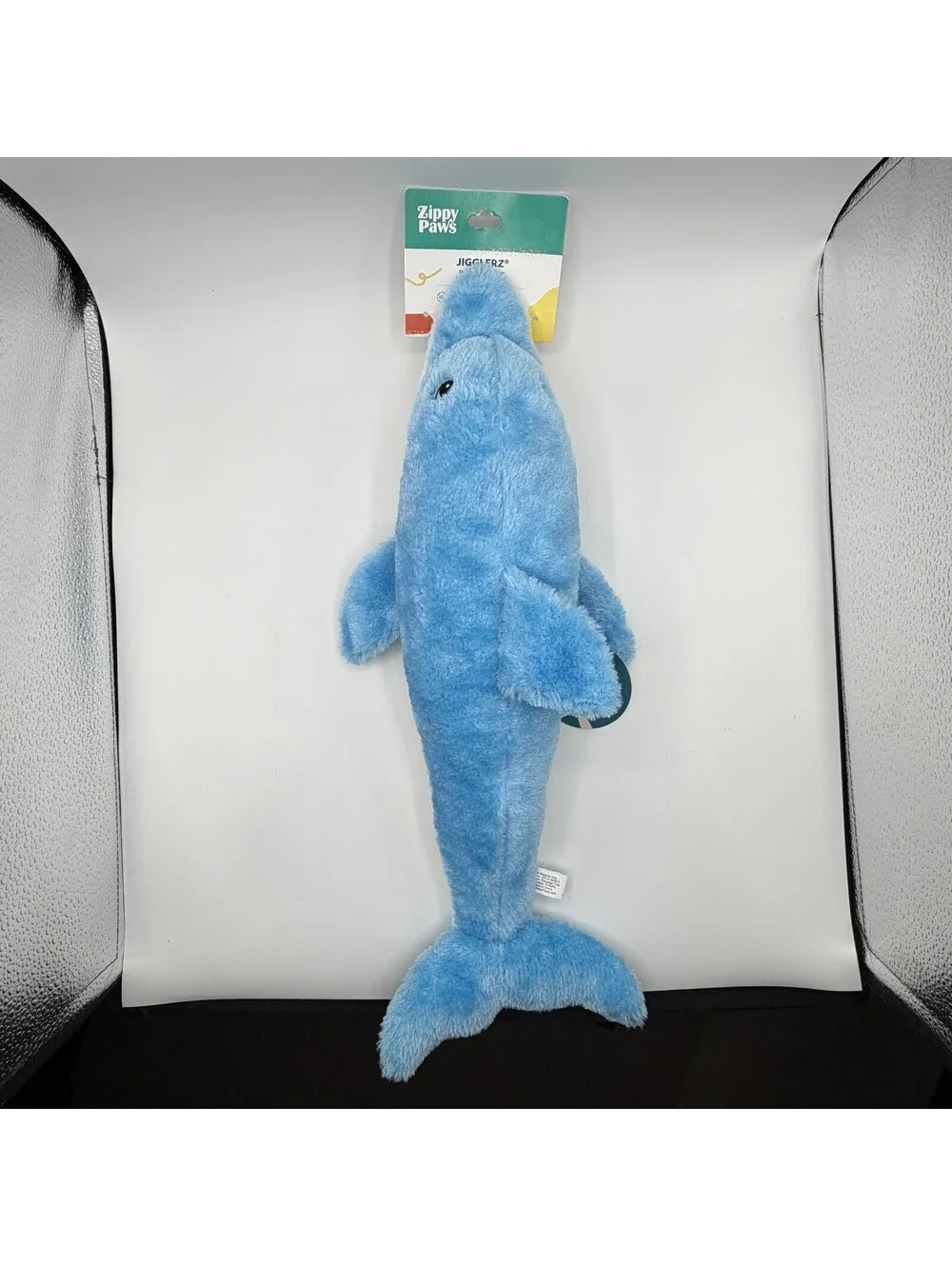 ZippyPaws Jigglerz Dolphin Plush Dog Toy Durable Squeaker No Stuffing Crinkle